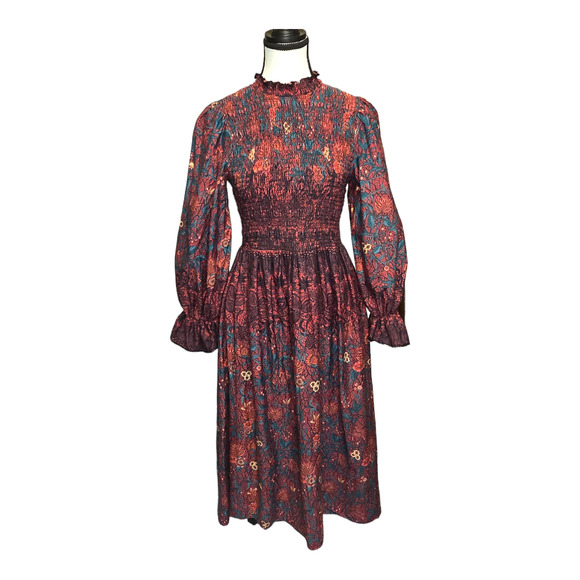 Celina Moon Merlot Midi Dress Womens Small (No Tag) Cottagecore Prairie Modest - Picture 1 of 12